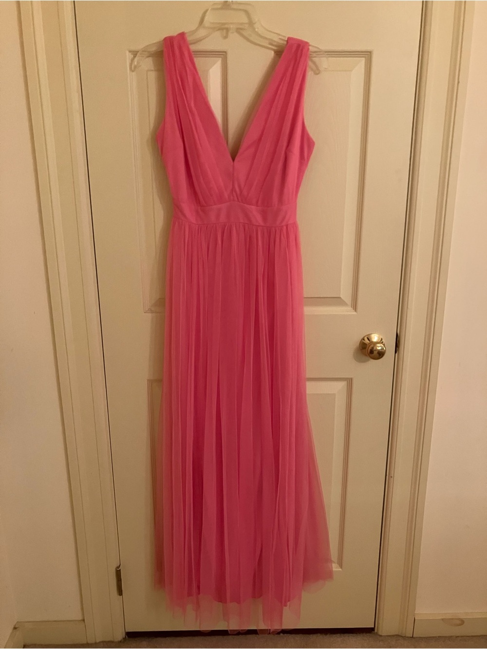 Pink Gown with Tulle Overlay